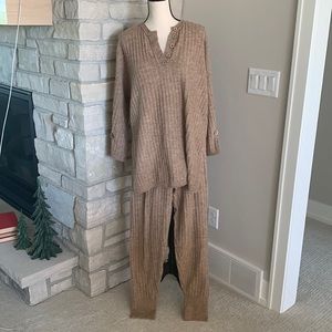 Free People Intimately Around the Clock Sweater and Pant Outfit in Oatmeal